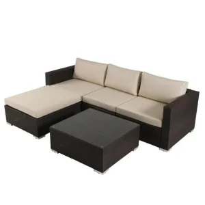 5 Piece Outdoor Wicker Sectional Sofa Set in Multibrown - Image 3