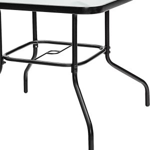 Four Seasons Courtyard Sunny Isles Tempered Glass Top Patio Dining Table, Black - Image 4