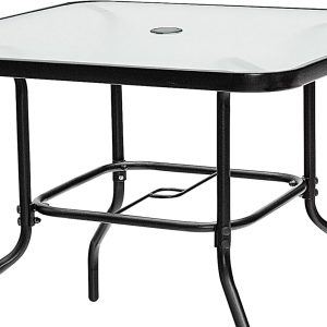 Four Seasons Courtyard Sunny Isles Tempered Glass Top Patio Dining Table, Black - Image 6