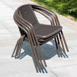 Black / Brown Outdoor Tables Chairs 3 Piece Garden Furniture Set, Patio Bistro Set, Dining Set 2 Seater Chairs & 1 Glasses Table, for Balcony, Garden, TER - Image 4
