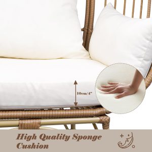 Wicker Egg Chair, Patio Egg Chair Indoor, All-Weather Oversized Rattan Egg Lounge Chairs for Living Room, Balcony, Backyard - Image 6