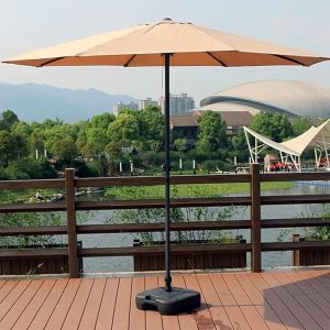 Outdoor Umbrella Garden Parasol with Base Umbrella Patio/Yard Outdoor 9Ft Market Table Umbrella with Crank, Polyester Waterproof Anti - Image 1