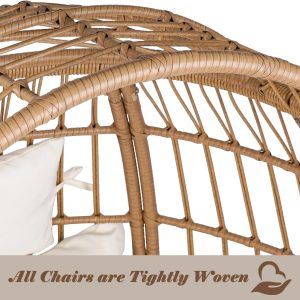 Wicker Egg Chair, Patio Egg Chair Indoor, All-Weather Oversized Rattan Egg Lounge Chairs for Living Room, Balcony, Backyard - Image 4