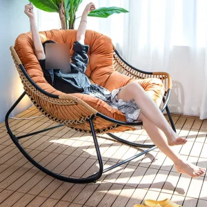 Ergonomic Balcony Rocking Chair with Metal Frame - Image 2