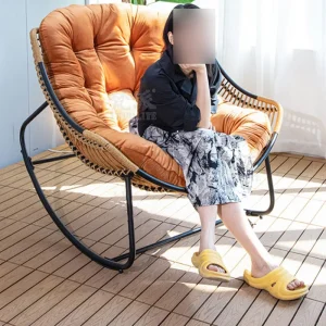 Ergonomic Balcony Rocking Chair with Metal Frame - Image 8