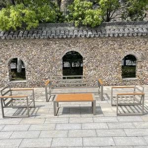 Aluminum 4 Pcs Garden Conversation Sofa Set Outdoor Furniture Seating Group Sofas Ready to Ship Luxury Patio Leisure Garden Sets - Image 5