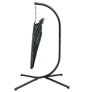 Hanging Egg Chair with Stand, Rattan Wicker Egg Hammock Chair with Hanging Kits, Swinging Egg Chair for Indoor, Bedroom, Patio, Garden, Balcony, Gray Cushion - Image 10