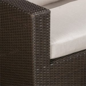 5 Piece Outdoor Wicker Sectional Sofa Set in Multibrown - Image 7