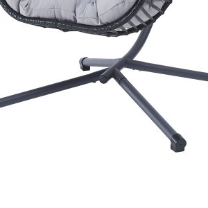 PRIVATE GARDEN Indoor Outdoor Hanging Egg Swing Chair with Stand Wicker Hammock Chairs with Folding Aluminum Frame Grey Water-Repellent Cushion for Patio Bedroom Balcony 330lbs Capacity - Image 6