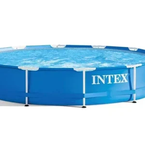 Intex Metal Frame 12 ft x 30 in Round Above Ground Outdoor Backyard Swimming Family Pool for Kids and Adults Ages 6 and Up, Blue - Image 8