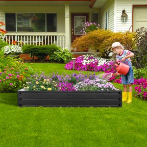 Raised Garden Bed, Outdoor Galvanized Raised Rectangle Planter Beds, 6x3x1ft Large Metal Planter Box for Plants Vegetables Herb and Flowers (Black) - Image 2