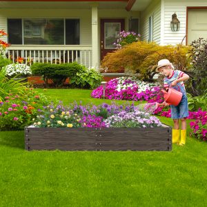 Raised Garden Bed, Outdoor Galvanized Raised Rectangle Planter Beds, 6x3x1ft Large Metal Planter Box for Plants Vegetables Herb and Flowers (Wood) - Image 2