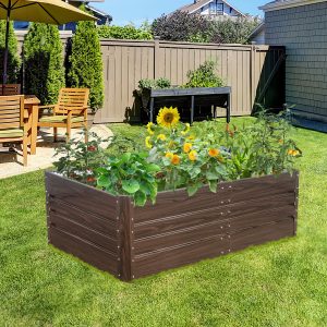 Raised Garden Bed, Outdoor Galvanized Raised Rectangle Planter Beds, 6x3x2ft Large Metal Planter Box for Plants Vegetables Herb and Flowers (Wood) - Image 2