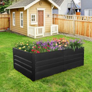 Raised Garden Bed, Outdoor Galvanized Raised Rectangle Planter Beds, 6x3x2ft Large Metal Planter Box for Plants Vegetables Herb and Flowers (Black) - Image 2