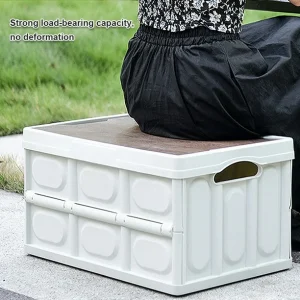 Foldable Storage Box Plastic 28L Large Capacity Truck Organizer Portable Hiking Picnic Bin Container with Lid Accessories White - Image 7