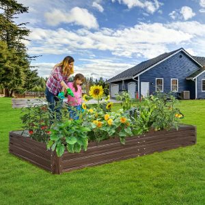 Raised Garden Bed, Outdoor Galvanized Raised Rectangle Planter Beds, 8x4x1ft Large Metal Planter Box for Plants Vegetables Herb and Flowers (Black) - Image 2