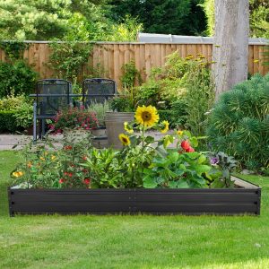 Raised Garden Bed, Outdoor Galvanized Raised Rectangle Planter Beds, 8x4x1ft Large Metal Planter Box for Plants Vegetables Herb and Flowers (Black) - Image 1