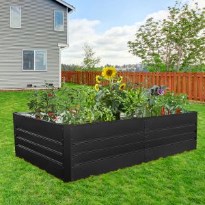 Raised Garden Bed, Outdoor Galvanized Raised Rectangle Planter Beds, 8x4x2ft Large Metal Planter Box for Plants Vegetables Herb and Flowers (Black) - Image 7