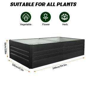 Raised Garden Bed, Outdoor Galvanized Raised Rectangle Planter Beds, 8x4x2ft Large Metal Planter Box for Plants Vegetables Herb and Flowers (Black) - Image 4