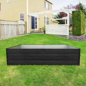 Raised Garden Bed, Outdoor Galvanized Raised Rectangle Planter Beds, 8x4x2ft Large Metal Planter Box for Plants Vegetables Herb and Flowers (Black) - Image 1