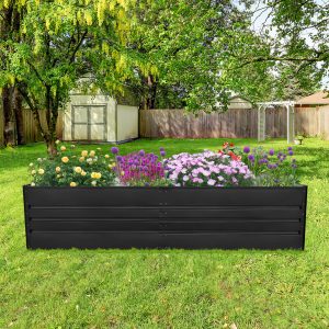 Raised Garden Bed, Outdoor Galvanized Raised Rectangle Planter Beds, 8x4x2ft Large Metal Planter Box for Plants Vegetables Herb and Flowers (Black) - Image 2