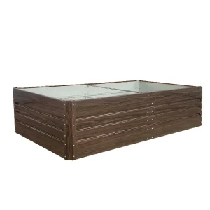 Raised Garden Bed, Outdoor Galvanized Raised Rectangle Planter Beds, 8x4x1ft Large Metal Planter Box for Plants Vegetables Herb and Flowers (Wood) - Image 1