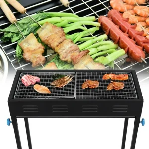 Lightweight Folding Barbecue Grill,Profession Large Portable BBQ Charcoal Oven Tools for Outdoor Cooking Roadtrip Camping Hiking Picnics (Black) - Image 8