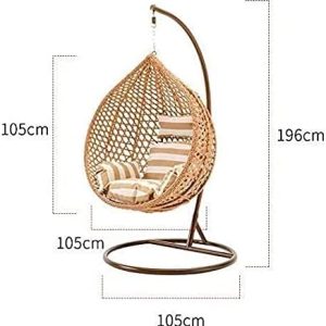 Swing Chair Hanging Basket Wicker Chair, Fine Rattan Armrest Wicker Nest Chair, Hanging Basket Balcony Swing Single Outdoor Wicker Teardrop Hanging Chair (Color : B) - Image 5