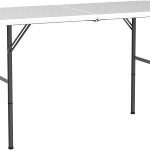 4 FT Folding in Half Table, Plastic Portable Tables for Dining Parties Picnic Camping, - Image 4