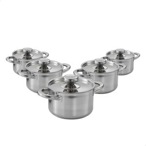 12-Piece Stainless Steel Cookware Set with Glass Lid, Silver - Image 9