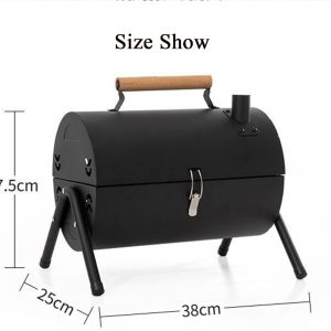 Portable Charcoal Grill, Tabletop Outdoor Barbecue Smoker, Small BBQ Grill for Outdoor Cooking Backyard Camping Picnics Beach(Black/ Green) - Image 8