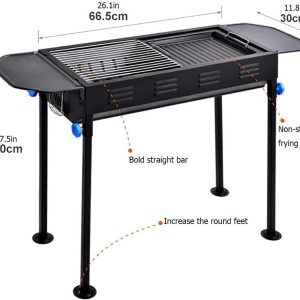 Lightweight Folding Barbecue Grill,Profession Large Portable BBQ Charcoal Oven Tools for Outdoor Cooking Roadtrip Camping Hiking Picnics (Black) - Image 13