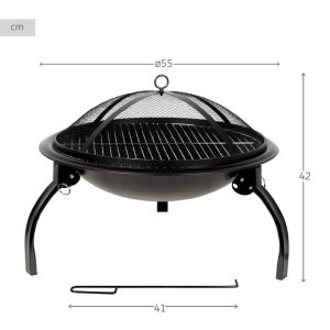 Portable BBQ Grill Charcoal Grill 22 Inch Black Folding Burning Fire Pit Outdoor Heater Backyard Patio Stove Fireplace BBQ Grill Tabletop Barbecue Grills - Image 3