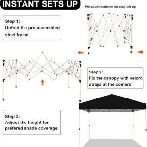 10 X 10 Ft Pop-up Sun Protection Tent - White / Black (Medium Quality) - Image 6