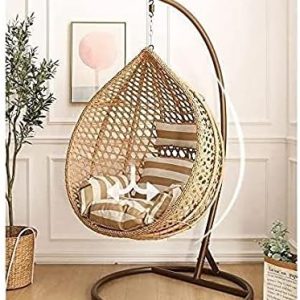 Swing Chair Hanging Basket Wicker Chair, Fine Rattan Armrest Wicker Nest Chair, Hanging Basket Balcony Swing Single Outdoor Wicker Teardrop Hanging Chair (Color : B) - Image 1
