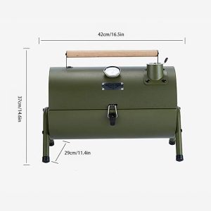 Portable Charcoal Grill, Tabletop Outdoor Barbecue Smoker, Small BBQ Grill for Outdoor Cooking Backyard Camping Picnics Beach(Black/ Green) - Image 6