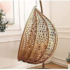 Swing Chair Hanging Basket Wicker Chair, Fine Rattan Armrest Wicker Nest Chair, Hanging Basket Balcony Swing Single Outdoor Wicker Teardrop Hanging Chair (Color : B) - Image 2