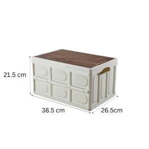 Foldable Storage Box Plastic 28L Large Capacity Truck Organizer Portable Hiking Picnic Bin Container with Lid Accessories White - Image 4