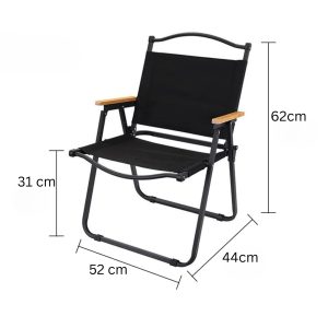 Portable Camping Chair with Wooden Handle, Widen Foldable Outdoor Chair, Collapsible Beach Chair of Ergonomic Design, Suitable for Sand Camping Travel Picnic Lawn Concert - 62 cm - Image 13