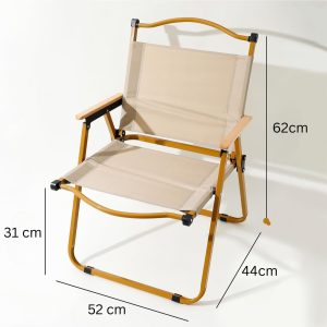 Portable Camping Chair with Wooden Handle, Widen Foldable Outdoor Chair, Collapsible Beach Chair of Ergonomic Design, Suitable for Sand Camping Travel Picnic Lawn Concert - 62 cm - Image 14