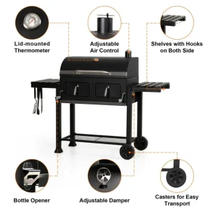 34-inch BBQ Charcoal Grill Outdoor Portable Barbecue Grill - Image 3