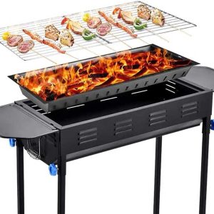 Lightweight Folding Barbecue Grill,Profession Large Portable BBQ Charcoal Oven Tools for Outdoor Cooking Roadtrip Camping Hiking Picnics (Black) - Image 7