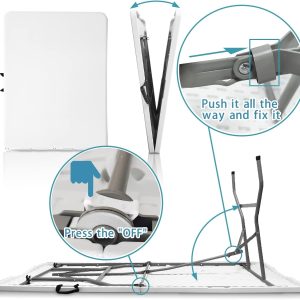 6 FT Folding in Half Table, Plastic Portable Tables for Dining Parties Picnic Camping, - Image 3