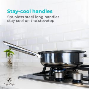 12-Piece Stainless Steel Cookware Set with Glass Lid, Silver - Image 3
