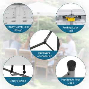 8 FT Folding in Half Table, Plastic Portable Tables for Dining Parties Picnic Camping, - Image 4