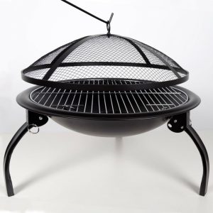 Portable BBQ Grill Charcoal Grill 22 Inch Black Folding Burning Fire Pit Outdoor Heater Backyard Patio Stove Fireplace BBQ Grill Tabletop Barbecue Grills - Image 5