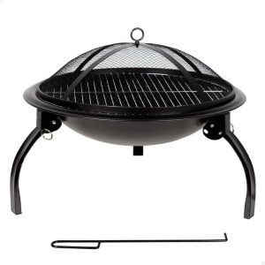 Portable BBQ Grill Charcoal Grill 22 Inch Black Folding Burning Fire Pit Outdoor Heater Backyard Patio Stove Fireplace BBQ Grill Tabletop Barbecue Grills - Image 6