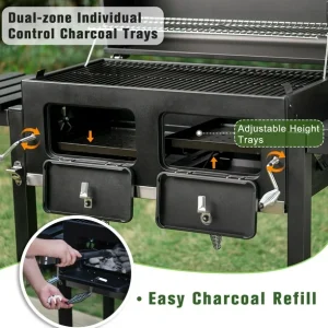 34-inch BBQ Charcoal Grill Outdoor Portable Barbecue Grill - Image 4