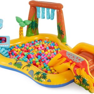 Intex Inflatable Dinosaur Play Center Outdoor Playhouse Inflatable Water Park with Kid Pool Slide, Water Sprayer, Waterfall - Image 7