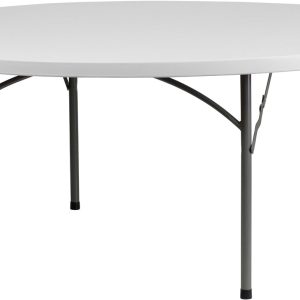 6Ft Round Folding Table, Indoor Outdoor Plastic Dining Card Table with Handle and Lock for Picnic Party Banquet Wedding, White Toptable Gray Legs - Image 2